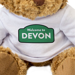 WELCOME TO DEVON (GREEN & WHITE) - Teddy Bear - Cute - Funny Gift Present