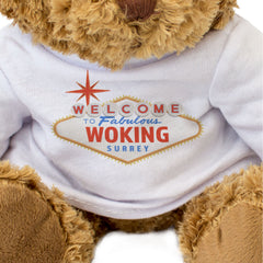 WELCOME TO FABULOUS WOKING SURREY - Teddy Bear - Funny Gift Present