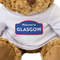 WELCOME TO GLASGOW (RED WHITE & BLUE) - Teddy Bear - Cute Cuddly - Gift Present