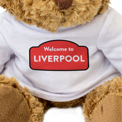 WELCOME TO LIVERPOOL (RED) - Teddy Bear - Cute Cuddly Soft - Funny Gift Present