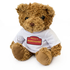 WELCOME TO MANCHESTER (RED) - Teddy Bear - Cute Cuddly - Funny Gift Present
