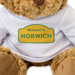 WELCOME TO NORWICH (YELLOW & GREEN) - Teddy Bear - Cute - Funny Gift Present