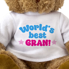 WORLD'S BEST GRAN - Teddy Bear - Cute Cuddly Soft Adorable - Gift Present