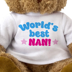 WORLD'S BEST NAN - Teddy Bear - Cute Cuddly Soft Adorable - Gift Present