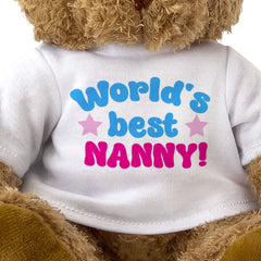 WORLD'S BEST NANNY - Teddy Bear - Cute Cuddly Soft Adorable - Gift Present