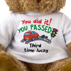 YOU DID IT! YOU PASSED THIRD TIME LUCKY - Teddy Bear - Driving Test Gift Present