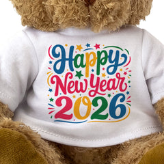 HAPPY NEW YEAR 2026 - Teddy Bear - Cute Cuddly - New Year's Eve Gift Present