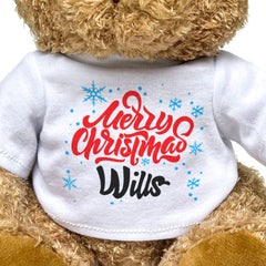 MERRY CHRISTMAS WILLS - Teddy Bear - Cute Cuddly Soft - Xmas Gift Present