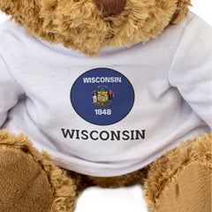 WISCONSIN FLAG ROUNDEL - Teddy Bear - Cute Cuddly Soft - USA Gift Present