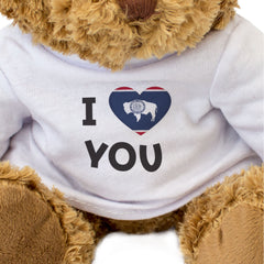 I LOVE YOU (WYOMING FLAG) - Teddy Bear - Cute - Romantic Partner Gift Present
