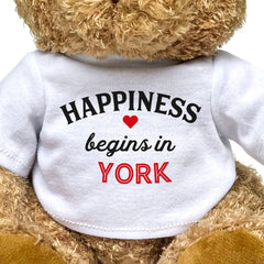 HAPPINESS BEGINS IN YORK - Teddy Bear - Cute Cuddly Soft - Gift Present