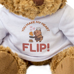 YOU MAKE MY HEART FLIP (CAPYBARA) - Teddy Bear - Romantic Pancake Gift Present