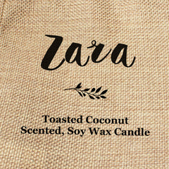 Zara personalised faux-burlap candle gift bag