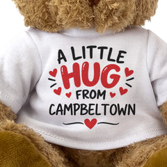 Close-up of the A Little Hug From Campbeltown T-shirt design