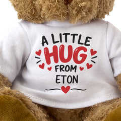 Close-up of the A Little Hug From Eton T-shirt design