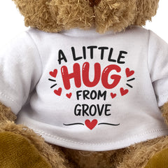 Close-up of the A Little Hug From Grove T-shirt design