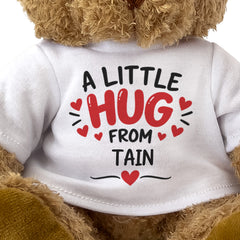 Close-up of the A Little Hug From Tain T-shirt design