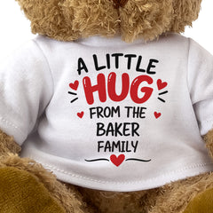 Close-up of the A Little Hug From The Baker Family T-shirt design