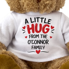 Close-up of the A Little Hug From The O'Connor Family T-shirt design