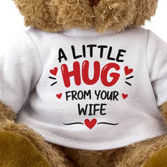 Close-up of the A Little Hug From Your Wife T-shirt design