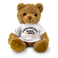 Brown teddy bear wearing a Chislehurst Born and Bred T-shirt