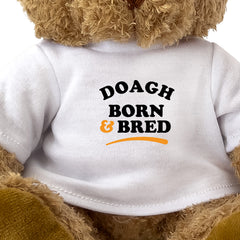 Close-up of the Doagh Born and Bred T-shirt design