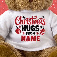 Christmas Hugs From Any Name - Personalised Teddy Bear Gift