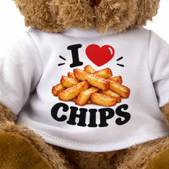 I LOVE CHIPS Teddy Bear Cute Cuddly Funny Food Gift Present