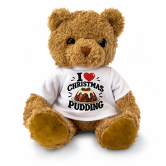 I LOVE CHRISTMAS PUDDING - Teddy Bear Cute Cuddly - Funny Food Gift Present