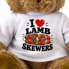 I LOVE LAMB SKEWERS - Teddy Bear Cute Cuddly - Funny Food Gift Present