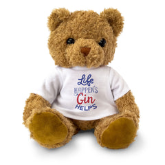 Life Happens, Gin Helps - Teddy Bear - Funny Gift Present