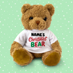 PERSONALISED NAME Christmas Bear - Teddy Bear - Cute - Xmas Gift Present