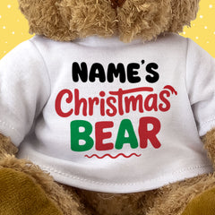 PERSONALISED NAME Christmas Bear - Teddy Bear - Cute - Xmas Gift Present