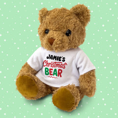 PERSONALISED NAME Christmas Bear - Teddy Bear - Cute - Xmas Gift Present