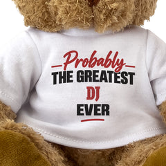 Close-up of the Probably the Greatest DJ Ever T-shirt design