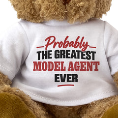 Close-up of the Probably the Greatest Model Agent Ever T-shirt design