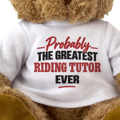 Close-up of the Probably the Greatest Riding Tutor Ever T-shirt design