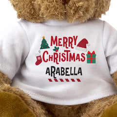 Close-up of the Merry Christmas Arabella T-shirt design