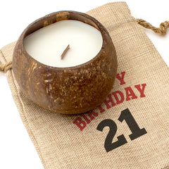 HAPPY BIRTHDAY 21 - Toasted Coconut Bowl Candle – Soy Wax - Gift Present
