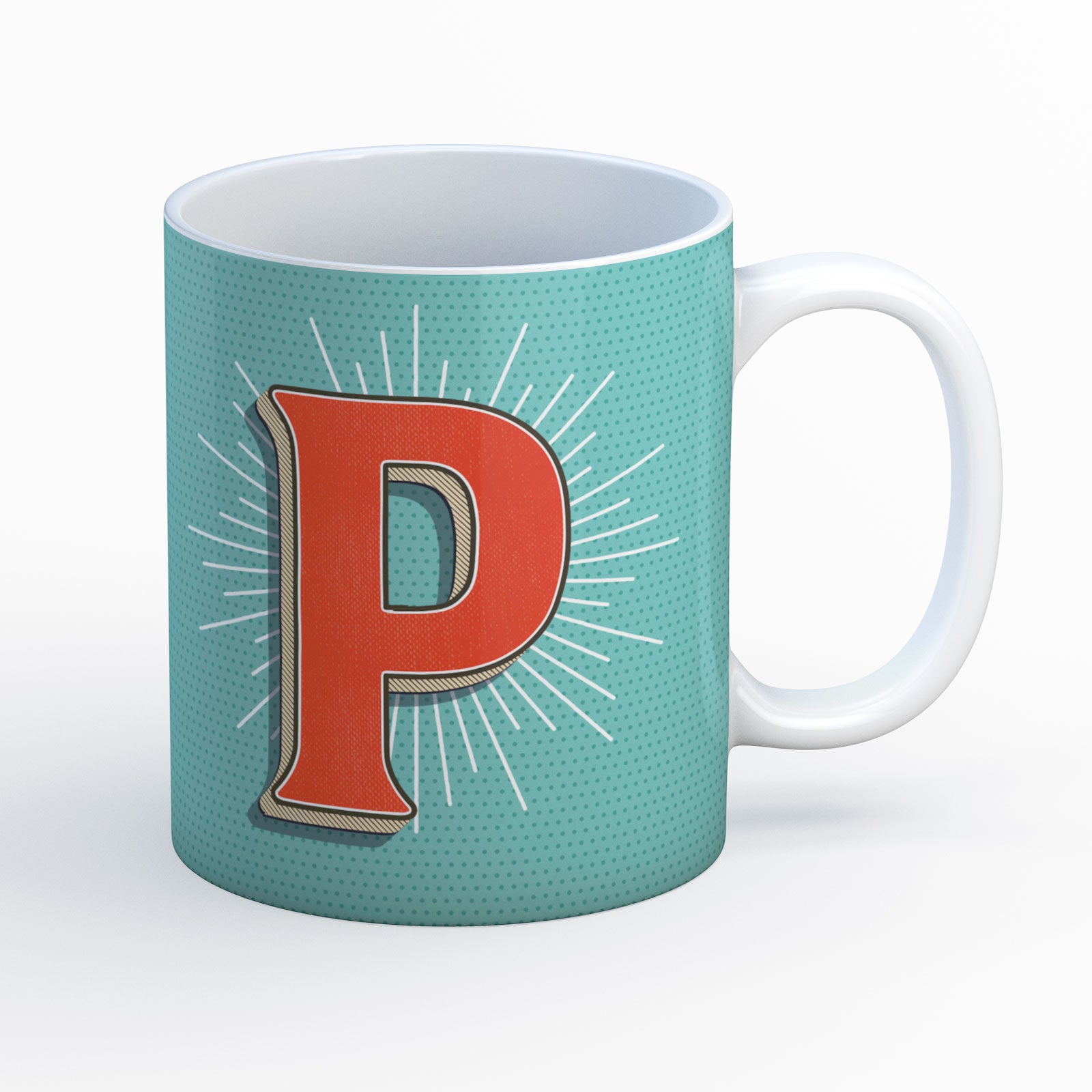 Retro Letter Mug, Initial P