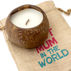 BEST MUM IN THE WORLD - Toasted Coconut Bowl Candle – Soy Wax - Gift Present