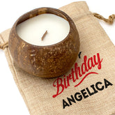 HAPPY BIRTHDAY ANGELICA - Toasted Coconut Bowl Candle – Soy Wax - Gift Present