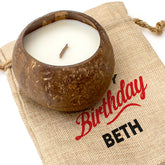 HAPPY BIRTHDAY BETH - Toasted Coconut Bowl Candle – Soy Wax - Gift Present