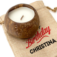 HAPPY BIRTHDAY CHRISTINA - Toasted Coconut Bowl Candle – Soy Wax - Gift Present