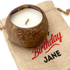 HAPPY BIRTHDAY JANE - Toasted Coconut Bowl Candle – Soy Wax - Gift Present