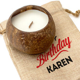 HAPPY BIRTHDAY KAREN - Toasted Coconut Bowl Candle – Soy Wax - Gift Present