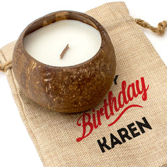 HAPPY BIRTHDAY KAREN - Toasted Coconut Bowl Candle – Soy Wax - Gift Present