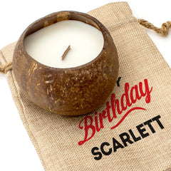 HAPPY BIRTHDAY SCARLETT - Toasted Coconut Bowl Candle – Soy Wax - Gift Present