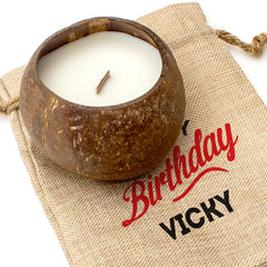 HAPPY BIRTHDAY VICKY - Toasted Coconut Bowl Candle – Soy Wax - Gift Present