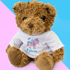 Teddy Bear Personalised Name - Unicorn Design